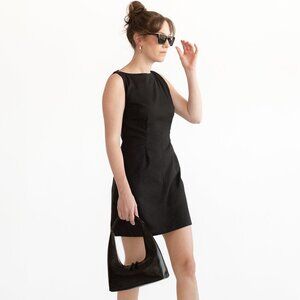 Black Sleeveless Mini Dress for Women | Boat Neck Dress | Hourglass Silhouette